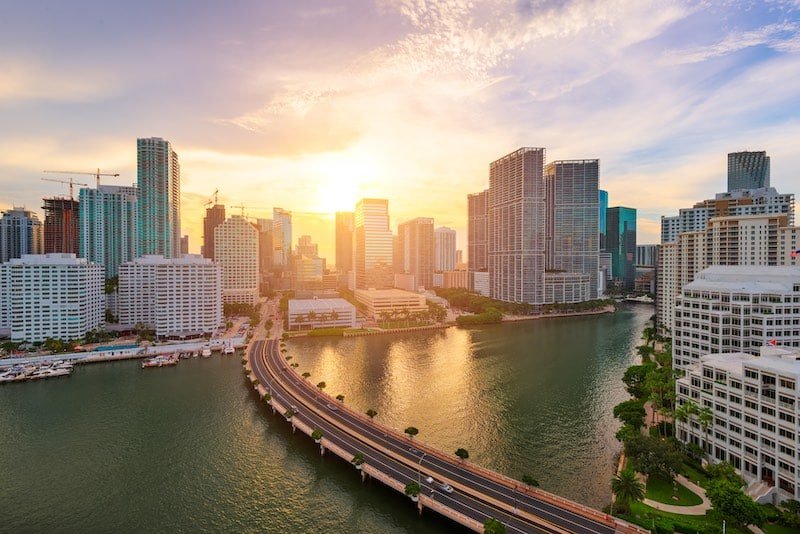 Miami, Florida, USA skyline over Biscayne Bay - VBTec